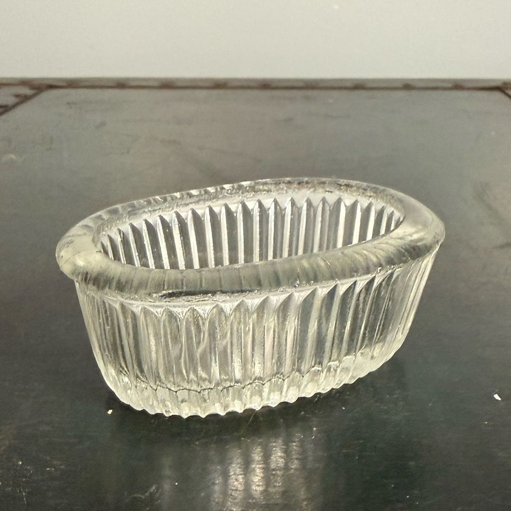 Vintage REPLACEMENT Clear Glass SALT CELLAR DISH BOTTOM ONLY